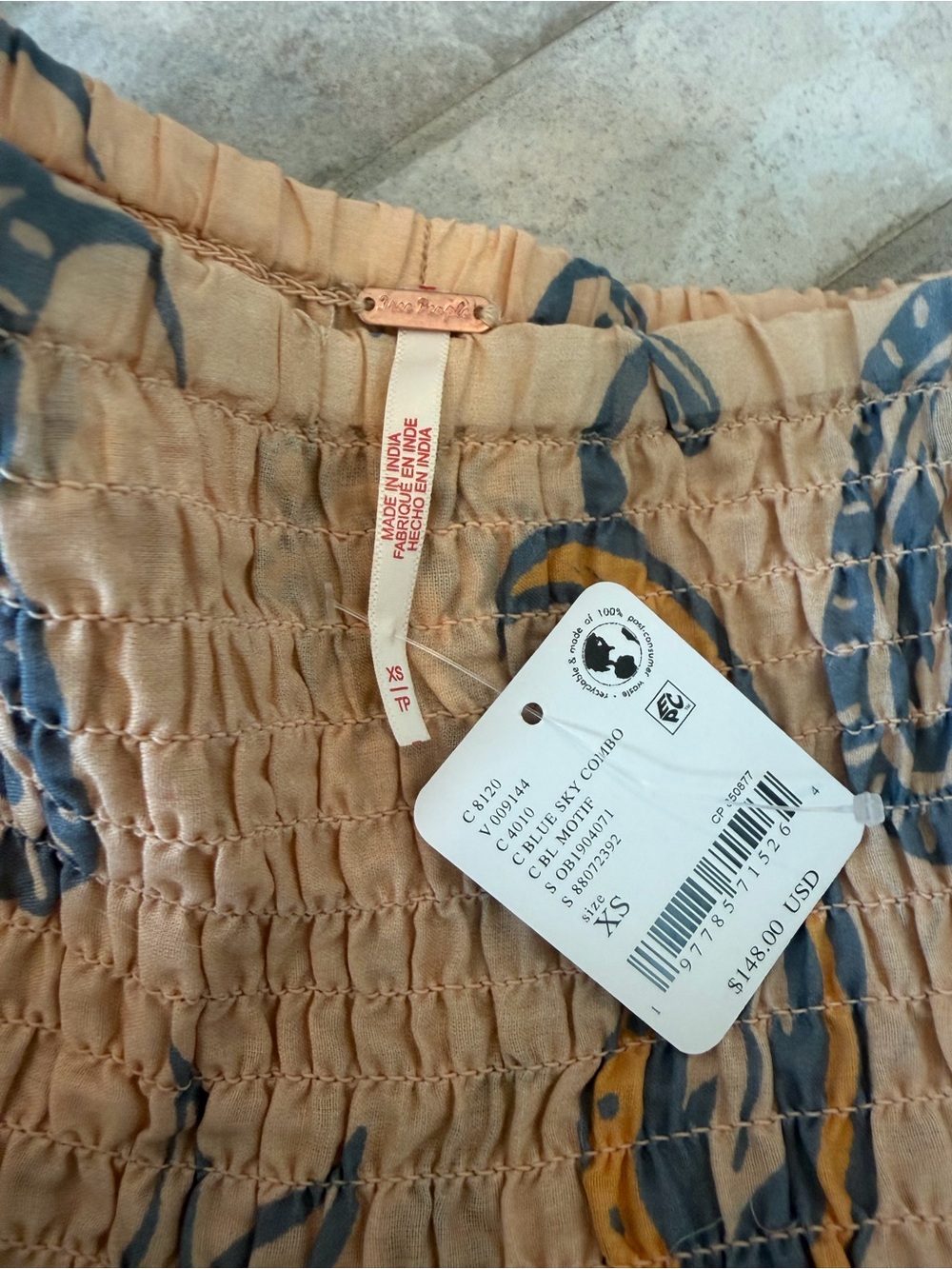 NWT Free People Super Thrills Convertible Maxi Skirt Blue Sky Combo Boho - Picture 9 of 9